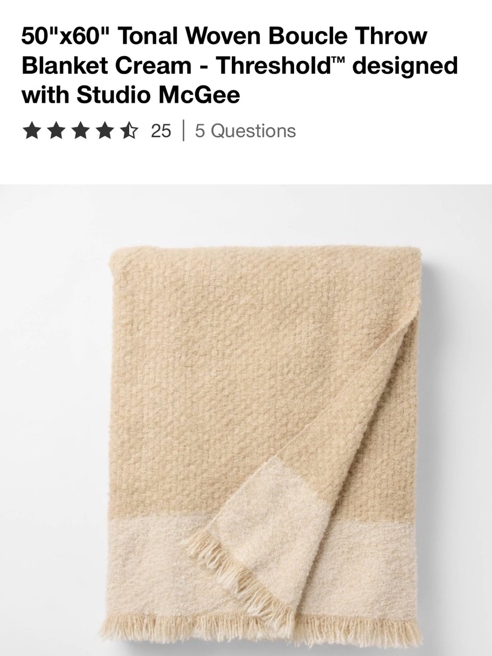 Target Studio McGee Tonal Woven Bouclé Throw Blanket in Cream